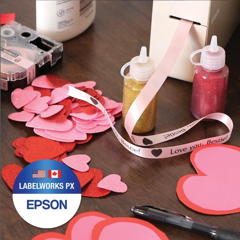 LABELWORKS Epson 212RBPPX Genuine PET (Polyester) Tape Cartridge - Black on Pink Ribbon Designer Craft Label Maker Tape - 1/2" (12MM) Wide, 16' - Image 5